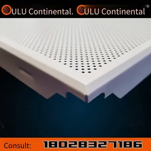 Oulu Exterior Wall Aluminum Square Tubes for Ceiling Decoration, U-shaped Wood Grain Aluminum Grilles, White Aluminum Square Tubes thumbnail-1