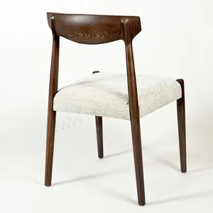 High Quality Luxury Nordic Solid Wood Frame Comfortable Cushion Seat Wooden Chair for Dining Room thumbnail-5