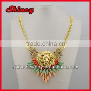2014 Alloy Rhinestone Paved Trendy Fashion Chunky Statement Necklace thumbnail-1