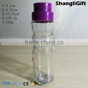 140ml Clear Spice Bottle With Purple Cap For Restaurant Glass Bottles thumbnail-1