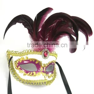 Hand Painted Mask For Easter With Feather Rhinestone Handmade thumbnail-1