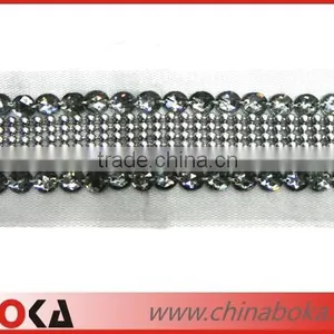 Latest Design High Quality Rhinestones Bridal Lace Trim thumbnail-1