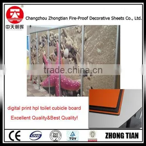 Digital Print Compact Hpl Board Waterproof Toilet Cubicle Partition Decorative High Pressure Compact Partition Board thumbnail-1