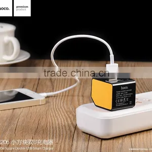 HOCO UH206 Square Double USB Smart Charger For Universal Mobile Phone 2.1A Traveling Series 3C Charger thumbnail-6