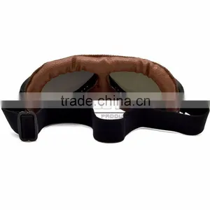 BJ-GT-008 New Style Silver Lens Brown Leather Racing Motocross Goggles thumbnail-5