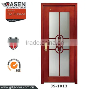 Top Fashion New Design Decorative Glass Inserts Tempered Glass Door Wood Framed Glass Door for Bathroom thumbnail-1