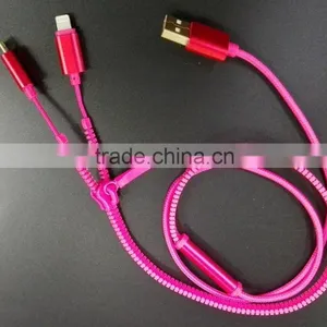 Zipper Usb Data Cable 2 in 1 Good Quality Zipper Cable thumbnail-2
