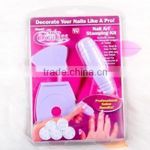 New Saloon Express Stamping Kit 5 Pcs Round Disc + Stamper+scraper thumbnail-1
