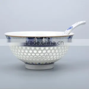 Exquisite Hollow Transparent White Porcelain Tableware With Spoon Bowl 8006 thumbnail-2