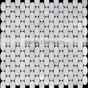 Oval Pure White Freshwater Shell Mosaic Tile,bathroom Tile thumbnail-1
