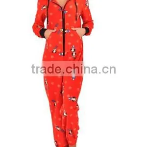 Women Cotton Sweat Women's Fleece Footless Onesie/Ladies Formal Jumpsuit/Adult Casual Cotton Romper thumbnail-1
