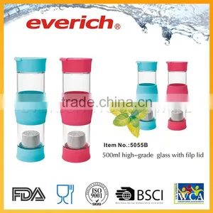 Double Wall Durable Colored Oem Glass Water Bottle Infuser thumbnail-1