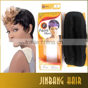 Natural Hair Extensions Black Color Femi 28PCS Human Hair Weave Short Hair Weaving thumbnail-6