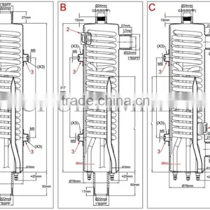 9SUB31 Standard Liquid Heaters, 76mm Diameter, Length 313mm, Heli-coiled Tubular Heaters thumbnail-2