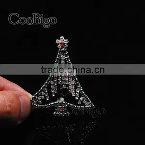 Fashion Jewelry Inlay Rhinestone Chain Welding Christmas Tree Pin Brooch Christmas Party Gift Promotion Apparel Accessories thumbnail-3
