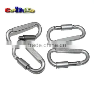 D Shaped Aluminum Alloy Carabiner Snap Hook Screw Lock Carabiner Keychain Outdoor Activities #FLQ119-82(Gray) thumbnail-1