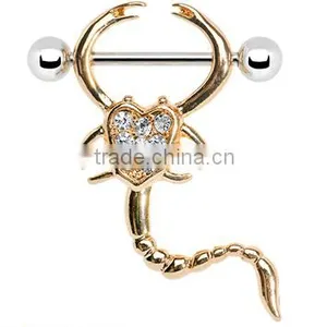 Gold Plated Scorpion Nipple Ring thumbnail-1