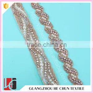 HC4625-1 Hechun Export Quality Garments Fashion HotFix Rhinestone Beaded Trim thumbnail-2