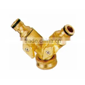 Brass Snap-in Y Hose Connector With Shut off Valve thumbnail-1