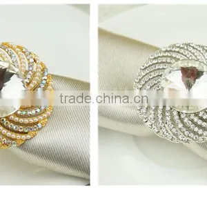 High Quality Gold Silver Alloy Rhinestone Napkin Ring for Wedding Chair Decoration thumbnail-4