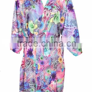 Japaness Spa Bath Robe Satin Floral Sleepwear Bridal Apparel thumbnail-1