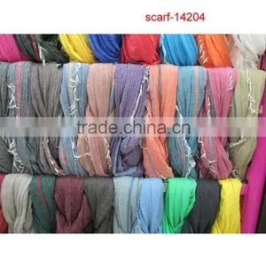 Wide Solid Color Cotton Scarf thumbnail-1