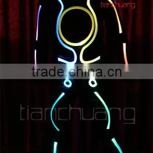 Remote & DMX512 Controlled Full Color LED Fiber Optic Tron Dance Costumes thumbnail-6