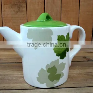 Household Ceramic Teapot With Green Leaves Decal thumbnail-1