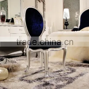 European Style Solid Wood Antique Bedroom Furniture Bed Bedside Table Wardrobe Dressing Table Bench Royal Chair Commode thumbnail-3