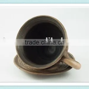 Ceramic Cup With Saucer Ceramics and Pottery Stoneware Coffee Cup Handmade Cups and Saucers thumbnail-2