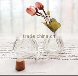 Clear Art Deco Tapered-Top Squat Glass Vase/ Glass Candle Holder/ Candy Jars With Cork Caps thumbnail-3