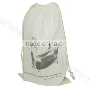 Drawstring Muslin Bags With Logo Pinted thumbnail-1