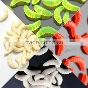 100Pcs 2cm 0.5g Artificial Soft Fishing Lures Lifelike Simulation Worm Maggot Grub Shape Baits Fishy Smell thumbnail-1