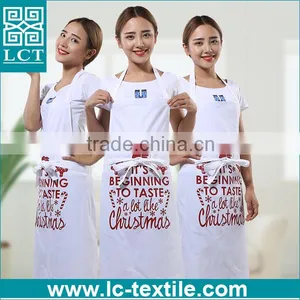 Wholesale Cotton White Christmas Cute Design Print Cheap Bulk Aprons for Kitchen thumbnail-2