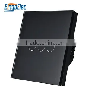 UK 3 Gang Toughened Glass Panel Led Light Switch Plate thumbnail-3