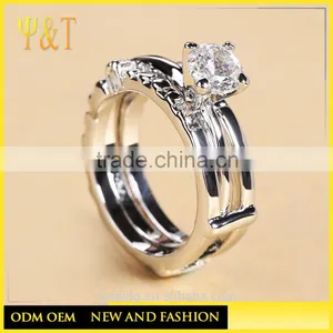 Jingli Jewelry China Factory Zircon Stones 925 Sterling Silver Couple Wedding Ring Set (YJ-0441) thumbnail-4
