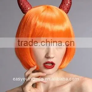 Halloween Festival Wigs for Kids With Horn,yellow Party Wigs thumbnail-2