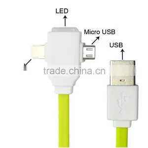 Colorful LED Charging Usb Cable for Mobile Phone 2 in 1 Usb Cable thumbnail-1
