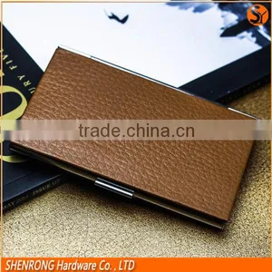 Brown Anti RFID Credit PU Leather Card Case Also for Name Card With Embossing LOGO thumbnail-2