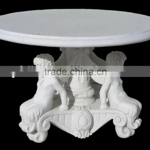 Natural Marble Top Dining Table With Angel Statues thumbnail-1
