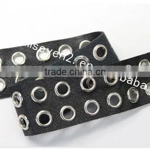 High Quality 3.3cm Width Black Leather Eyelet Trims for Shoes Wholesale thumbnail-4