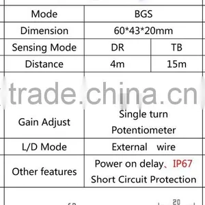 MR-BJS Square Diffuse-reflective /Retro-reflective /Thru-beam Photoelectric Sensor / Transducer / Photoelectric Sensor thumbnail-3