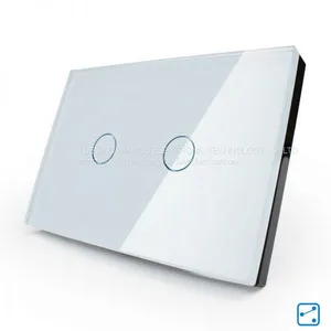 US Two Gang Two Way Crystal Glass Panel Touch Switch,50HZ/60HZ Wall Switch thumbnail-4