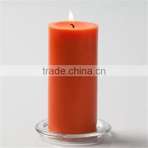 Hand Poured Orange Pillar Candle for Sale thumbnail-1