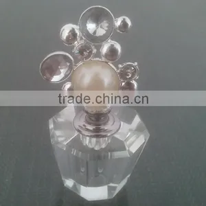 Decorative Mini Empty Clear Crystal Perfume Bottle With Jewelled Zinc Alloy Handle thumbnail-1