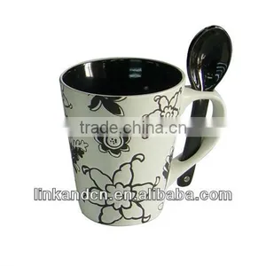 High Quality and Hand Made Ceramic Mug With Spoon in Handle thumbnail-1