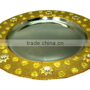 Newly Design Tableware Embossed Charger Metal Plate thumbnail-1