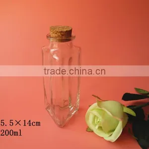 Novely Triangle Shape Glass Storage Bottle With Cork thumbnail-1