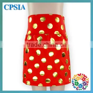 Hot Pink Gold Polka Dot Fashion Super Mini Newest Model Kids Sequin Skirt thumbnail-6