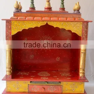 Beautifully Hand Painted Wooden Temple With 1 Drawer thumbnail-1